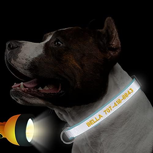 Reflective Personalized Dog Collars - Custom Dog Collar Embroidered with Name and Phone Number for Boy and Girl Dogs,Adjustable for Puppy Small Medium Large Dogs