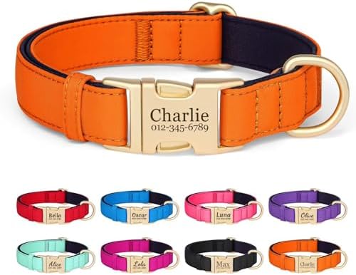 PET ARTIST Colorful Personalized Dog Collars, Breathable Soft, Orange,M