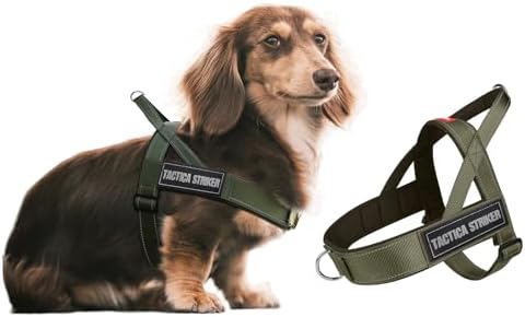 Dog Harness, Upgraded Escape Proof Adjustable Vest Puppy Outdoor Walking, Soft Breathable Jacket with Reflective Strips for Dark Night (Army Green, S)