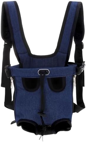 Front Pet Carrier Backpack for Small Dogs and Cats Up to 5.5 lbs, Adjustable Breathable Dog Carrying Backpack, Small, (Blue, 1 Pcs) Intended for Hiking/Camping/Traveling
