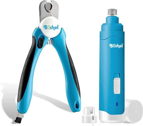 BOSHEL Dog Nail Clippers & Dog Nail Grinder - Dog Trimmer With Safety Guard & Razor Sharp Blades - Rechargeable 2 Speed Electric Grinding Tool – Safe Dog Nail Trimmers For Small & Large Pets.
