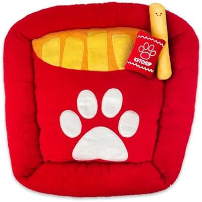 TONBO Soft Plush Small Cute and Cozy Nature Dog Cat Bed, Washer and Dryer Friendly (French Fries)