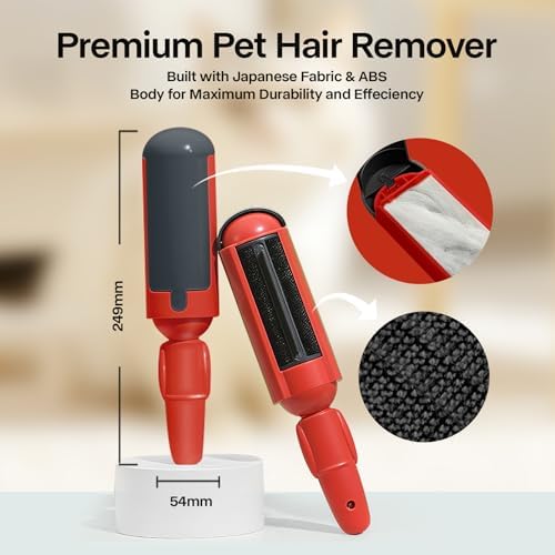 PAKEWAY 2 Pack Pet Hair Remover for Couch & Carpet, Reusable Lint Roller with Self-Cleaning Base, Dog & Cat Fur Remover, Portable Hair Removal Tool