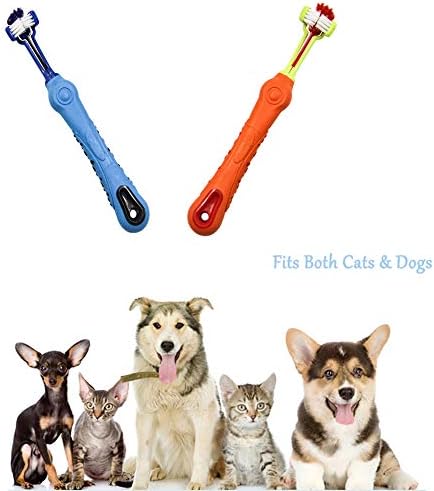 Orgrimmar 2 Pcs 3-Sided Pet Toothbrush Dog Cat Mouth Dental Teeth Care