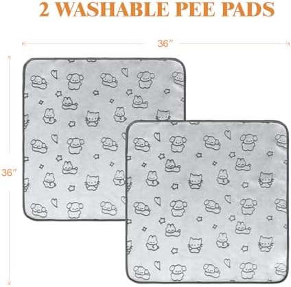 Qeils Reusable Puppy Pads, Washable Pee Pads, Leakproof 36"x 36" 2 Pack