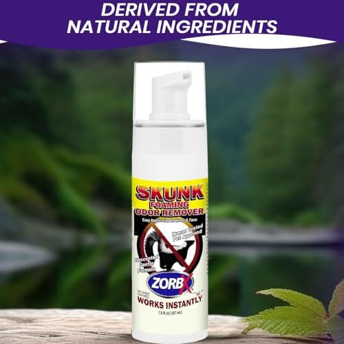 ZORBX Unscented Skunk Odor Remover Foam 7.5 FL Oz - Fast Acting Skunk Smell Removal - Extra Strength Pet Skunk Odor Remover for Dogs, House, Car, Clothes & Furniture