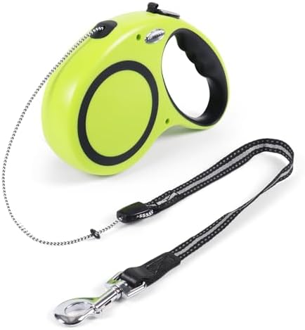 30FT Retractable Dog Leash 30 FT，360° Tangle-Free Dog Walking Leash forMedium and Large Dogs up to 77 lbs one-Hand Brake, one-Button Pause, Lock（Green）