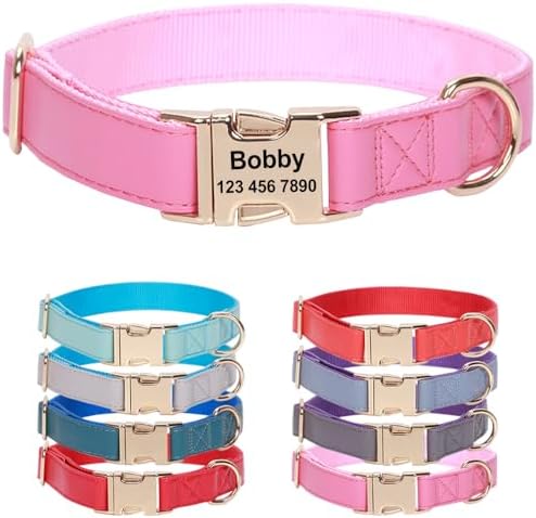 Microfiber Leather Nylon Personalized Dog Collars with Name