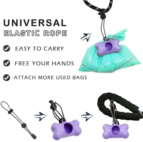 YUCHIYA Dog Poop Pickup Bags Holder Dispenser with Standard-Sized Leak-Proof Scented Doggy Waste Bags and Carabiner Hook and Loop Fastener Never Loose on Leash Lead Again (1 Holder 15 Bags, Purple)