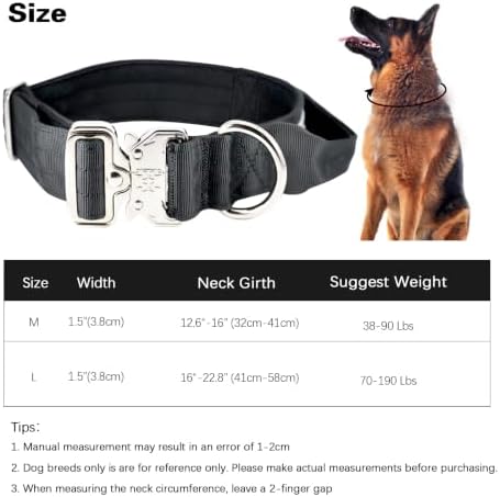 Thick Tactical Dog Collar with Handle for Medium Dogs -Heavy Duty(Black)