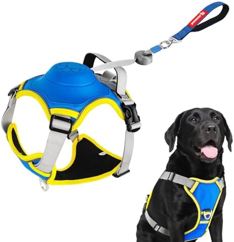 No Pull Dog Harness, 2 in 1 Retractable Harness with Auto-Lock, Reflective Breathable Mesh and Handle, Adjustable Leash Set for Small, Medium,Large Dogs,Cats (Color 2, M)