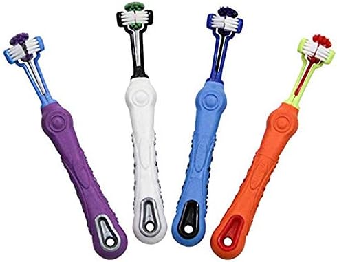 Orgrimmar 4 Pcs 3-Sided Pet Toothbrush Dog Cat Mouth Dental Teeth Care