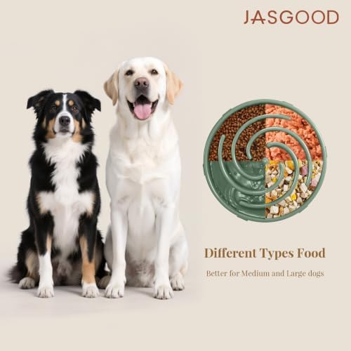 JASGOOD Slow Feeder Dogs Bowl for Large Medium Dogs,Anti-Gulping Pet Slower Food Feeding Bowls