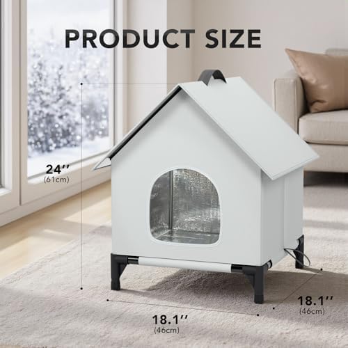 Large Cat House for Outside&Indoor,Insulated and Weatherproof,Foldable Cats Shelter, Bigger Cat House, Selfwarming/Cold Large Cave Bed for Winter,Garden(18 x 18 x 24 inch,L,Normal)