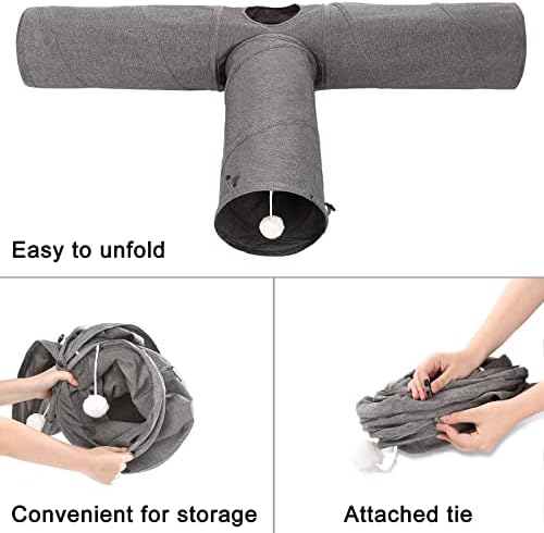 Ownpets 10" Large Cat Tunnel 3-Way T-Shape Oxford Fabric for Large Cat