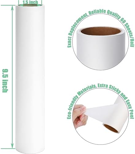 9.5 inch Lint Roller Refills Only, Fit for 9.4/9.45/9.5 inch Large Lint Rollers for Floor Carpet Couch, Extra Sticky Pet Hair Lint Roller Refill 5 Pack, Total 300 Sheets (9.5'' Wide)