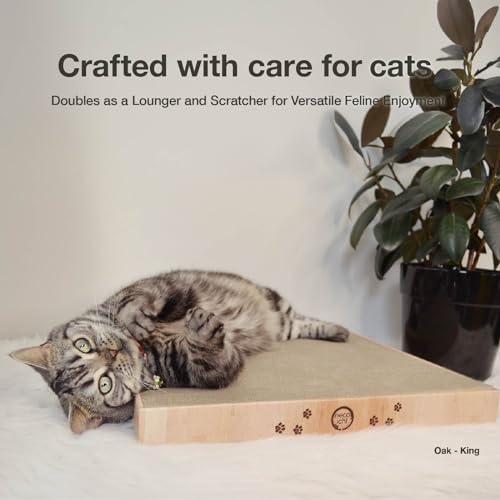 Necoichi Cardboard Cat Scratcher Bed for Indoor Cats - Cat Scratching Board (18" King, a.Oak Lounge)