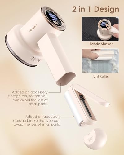 HOMEASY Fabric Shaver, Rechargeable Lint Remover for Clothes Pink