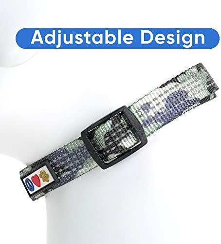 Pawtitas Reflective Dog Collar for Small Dogs – Adjustable Nylon Puppy Collar with Quick-Release Buckle | Fits Neck 11–16 in | Night Safety Training Collar | S | Camouflage Grey