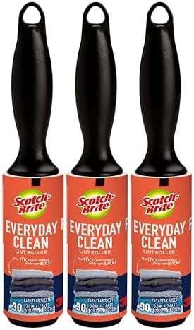 Scotch 3M Mini Lint Rollers 6-Pack (30 Sheets Each), Travel-Size Sticky Lint Removers for Clothes, Furniture and Pet Hair (3-Pack (30 Sheets Each))