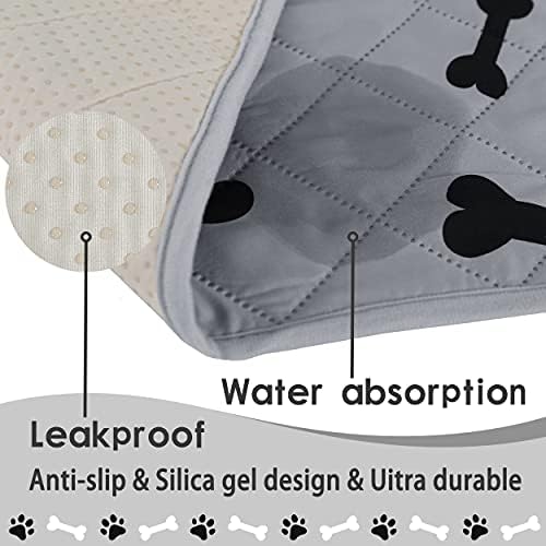 Dog Crate Pee Pads - Wahable Dog Rugs Non-Slip Puppy Pads for Small Dogs, Water Absorb Training Pads (2745 Gray)