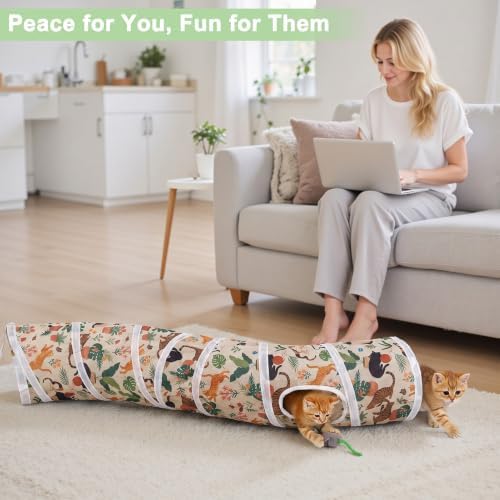 Glittme S-Shape Cat Tunnel, Foldable Cat Tunnels for Indoor Cats