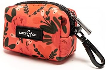 Lucy & Co. Posy Pink Dog Poop Bag Holder - Leak Proof Dispenser - Hygienic Pet Poop Pickup - Coral Pink Floral