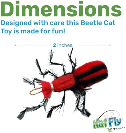 2 Inch Handmade Cat Toy Teaser Beetle (1, Red, Refill Only)