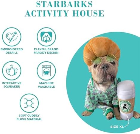 Haute Diggity Dog Starbarks Coffee Cup Plush Dog Toy, Drink Parody Chew Toy