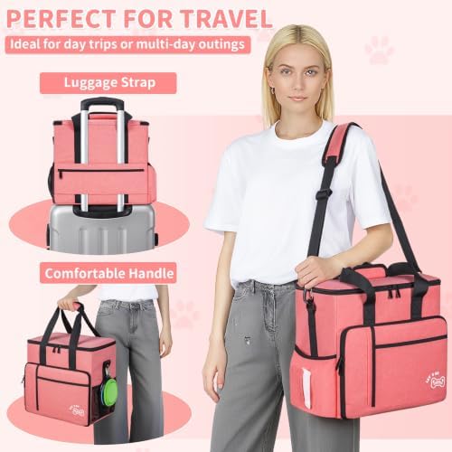 TORIBIO Large Dog Travel Bag for Supplies with Food Bowl
