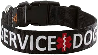 Tacticollar - Service Dog Collar, Nylon, Adjustable, Embroidery ((X-Small) 10-12in Length x 1in Width)