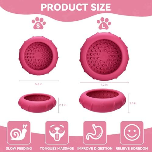 Dog Lick Bowl, Bestalk Wobbly Freeze Bowl Enrichment Feeder for Dogs, Anxiety Relief Lick Mat Puzzle Toy for Distraction, BPA Free Silicone, Dishwasher Safe(Rose,S)