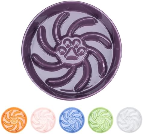 Ceramic Slow Feeder Dog Bowl, 3 Cup Dog Food or 25oz Water, Slow Eating Bowl for Middle Breed, Maze Puzzle Feeder for Fast Eaters, Anti-Choking Stop Bloat, Non-Slip BPA Free (Purple)