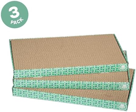 Kitty City XL Wide Corrugate Cat Scratchers 3 Pieces, Cat Scratching, Cat Scratch Pad, Door Clips, Furniture Protectors from Cat Scratching