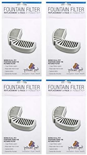 Pioneer Pet Replacement Filters for Ceramic & Stainless Steel Fountains, Raindrop Filters (12 Filters)
