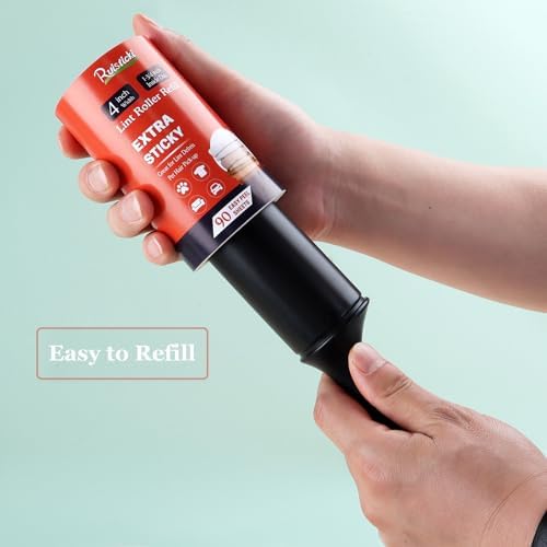 4 inch Lint Roller Refills Only for Scotch Brite, Everyday Clean Lint Roller Refills 4 Pack, Pet Hair Pickup Extra Sticky 90 Sheets per Refill, 360 Adhesive Sheets Total (1 3/4 inch Inside Diameter)