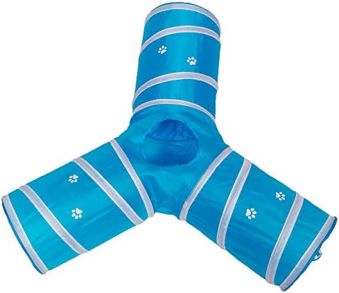 Cat Tunnel - Collapsible 3 Way Play Toy - Tube Fun for Rabbits, Kittens, and Dogs - Aqua