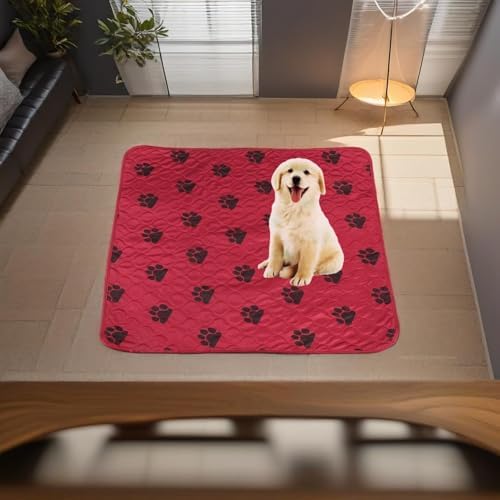 Reusable Dog Pee Pads, Reusable Puppy Pads Washable Pee Pads for Dogs Waterproof Training Pads for Dogs, Dog Pee Pad Urine Mat for Pet Dogs Cats(80*90cm-Red)