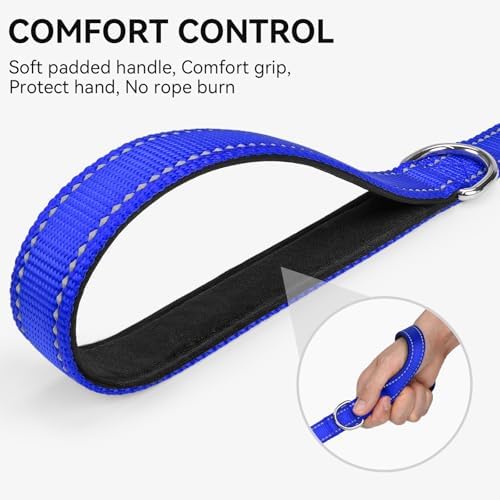 Joytale Reflective Dog Leash for Medium & Large Dogs, 6 FT x 1", Navy Blue