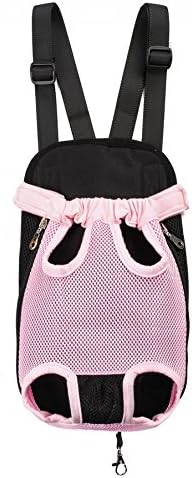 Pet Dog Puppy Cat Carrier Five Holes Backpack Double Shoulder Straps Mesh Front Chest Backpack Bag, S, Pink