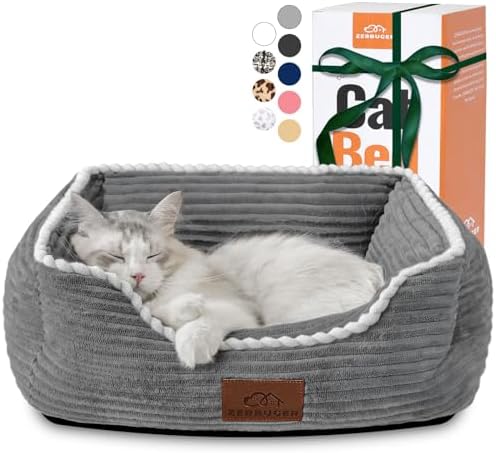 Zerbuger 20in Grey Rectangle Cat Dog Bed Machine Washable Sleeping Sofa