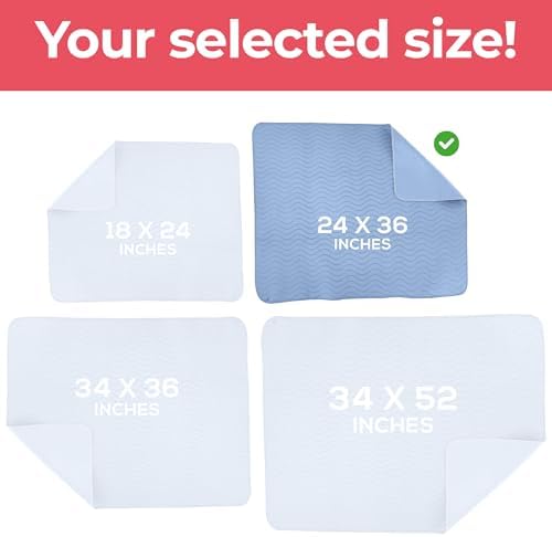 4 Pack Waterproof Reusable Heavy Absorbency Incontinence Bed Pads 24"x36"