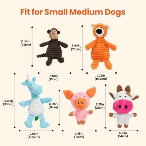 HGB 5 Pack Squeaky Dog Toys for Puppies Small Medium Dogs