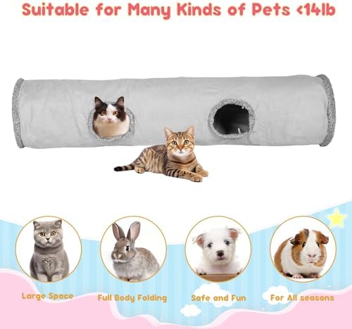 Cat Tunnels for Indoor Cats 51 Inch Collapsible Play Tube Peek Holes Toys