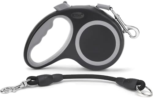 Retractable Dog Leash, 16 ft Dog Leash for Dogs up to 66 lbs, Strong Nylon Tape No Tangle, One-Handed Brake, Pause, Lock, Perfect for Medium Large Dogs; Black (Black, 16 FT (0-66 lbs))