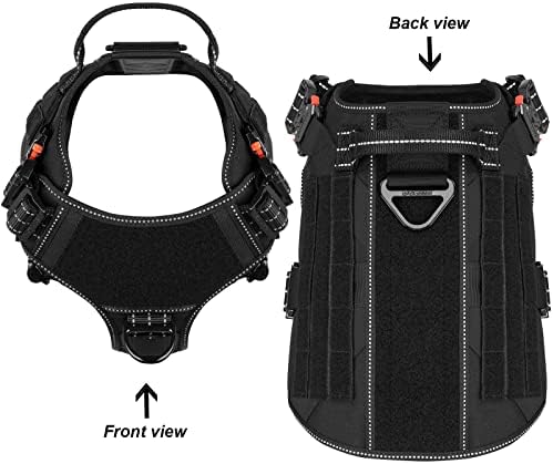 ICEFANG Tactical Dog Harness for X-Large Dogs,Full Metal Buckles Dog Vest