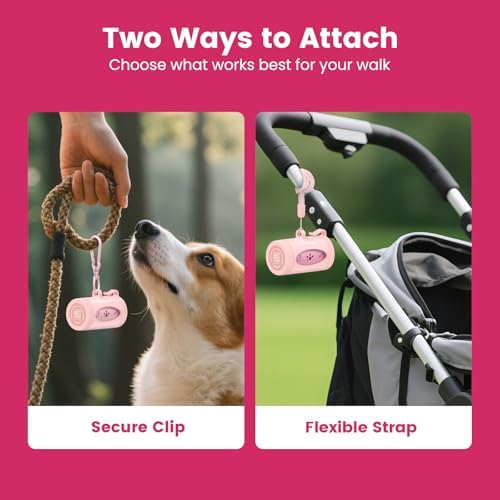 Dog Poop Bags Rolls with Retractable Poop Bag Holder, Leak Proof and Extra Thick Lavender Pet Waste Bags, 70% Recycled GRS Certified, 1 Dispenser and 105 Bags for Doggy Walking & Cat Litter