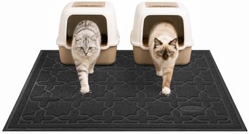 Yimobra Cat Litter Mat, Waterproof Litter Trapping Mat, 47x36, Black