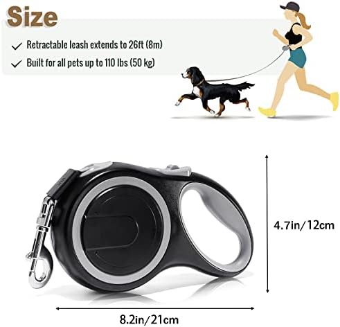 16 FT Retractable Dog Leash,Small/Medium/Large Dog Retractable Leash（Black） for Dogs