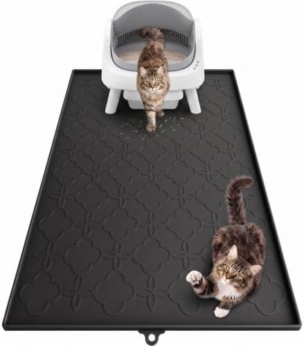 Pawtners Cat Litter Mat Extra Large 42" X 30", Easy to Clean, Black, 1 Pack